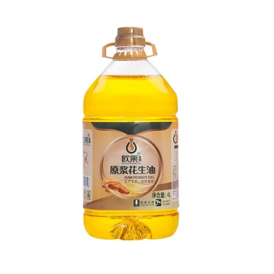 欧果压榨纯花生油4L植物油食用油厂家批发非转家用全程生产直播