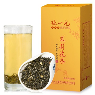 张一元 浓香型一级茉莉花茶160g/罐 新茶花茶中华老字号 配手提袋