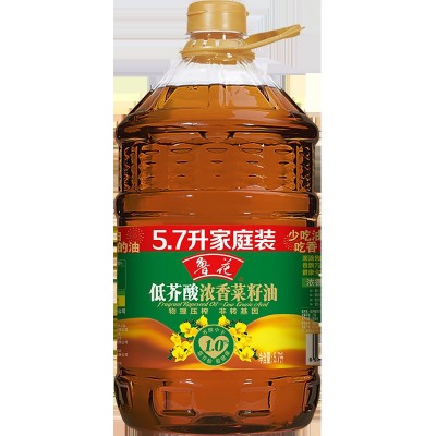 鲁花 低芥酸浓香菜籽油5.7L 非转基因 物理压榨家用批发团购